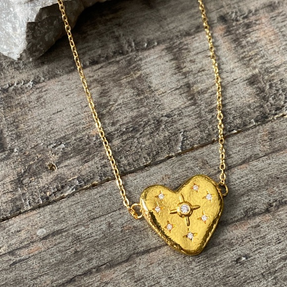 NEW Heart With CZ Stars Layering Necklace - Picture 3 of 14